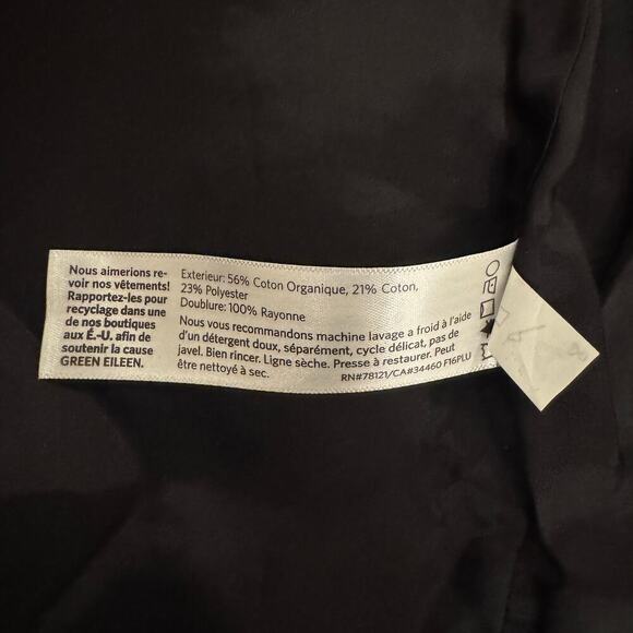 Eileen Fisher Organic Cotton Blend Textured Snap Front Closure Black Jacket SP - Picture 10 of 12